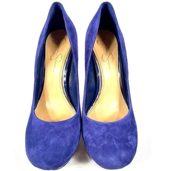 BLUE SUEDE JESSICA SIMPSON 5” HEEL PLATFORMS S-7.5 - Picture 3 of 6